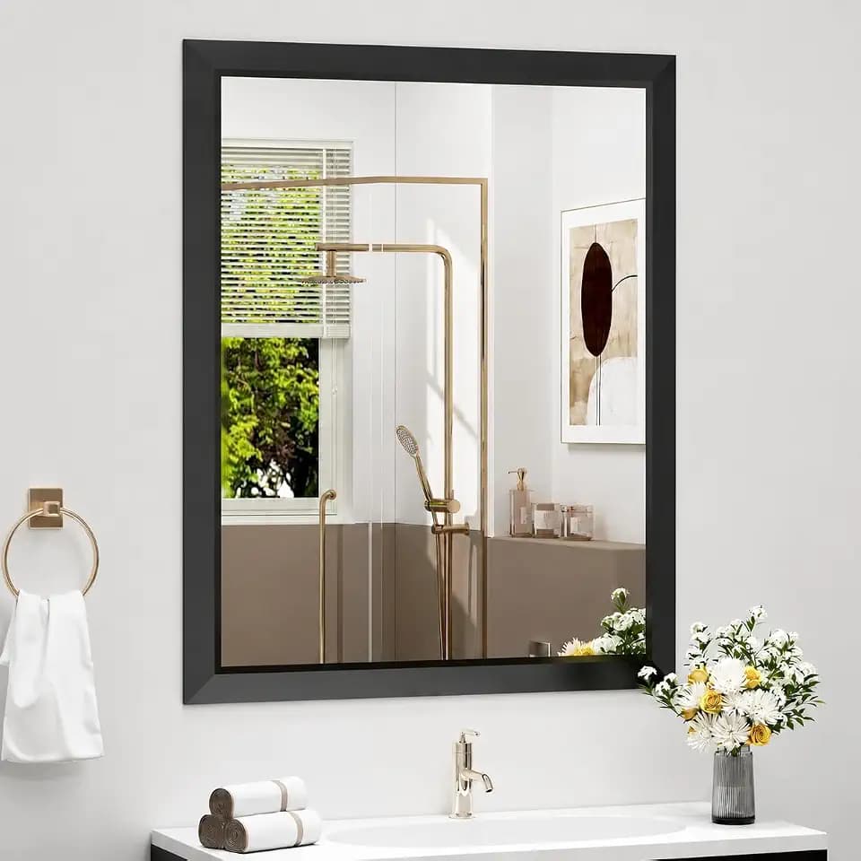 SMIROR 24x36 Matte Black Bathroom Vanity Mirror for Over Sink
