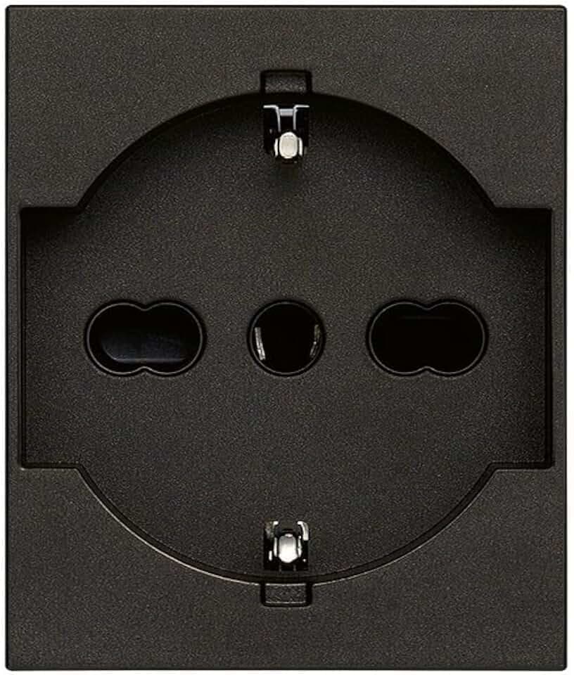 VIMAR 30210.G LINEA Steckdose mit SICURY System Universal italienischer Standard P40 schwarz 2 Module