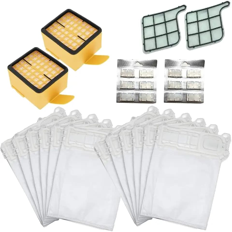 DL SERVICE 6 Staubsaugerbeutel + HEPA-Filter + 2 Motorschutzgitter + 12 Staubsaugerdüsen passend für Vorwerk Kobold VK 135/136 | Hochwertiges Staubsauger-Sparset