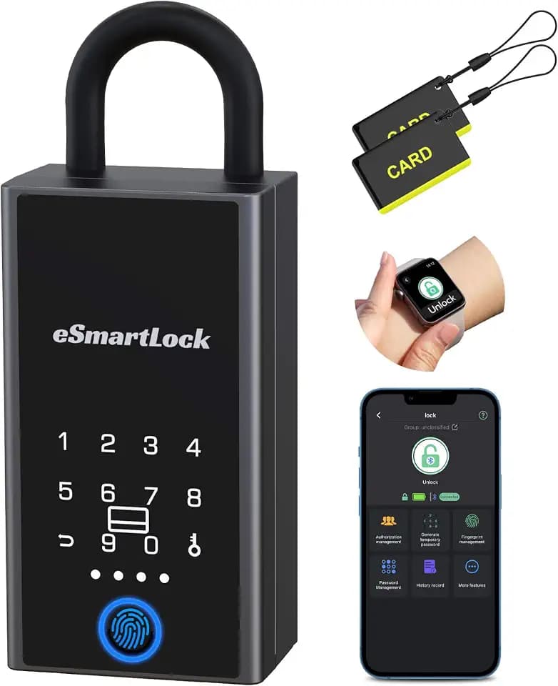 Anweller Lock Box for Keys with Code, Fingerprint RFID Smart Bluetooth Key Hider, Outdoor Waterproof Combination Lockbox for Realtor, Hosts, Keys Safe Storage, Hide a Key, Door Hanging & Wall Mount