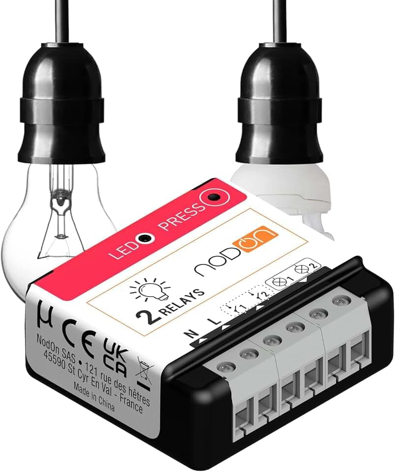 NodOn - 2x8A Zigbee Unterputzmodul, smarte Beleuchtungssteuerung, kompatibel mit Alexa, Philips Hue, SmartThings, HomeAssistant, Overkiz, Ubisys, Z2M
