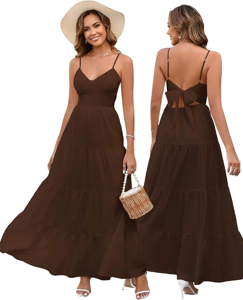 HTZMO Women Summer Floral Maxi Sundress Boho Beach Long Dress