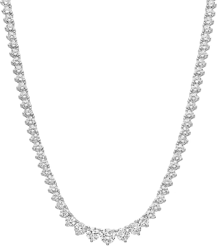 KISPER Tennis Necklaces for Women, Graduated Yellow & White Gold Plated CZ