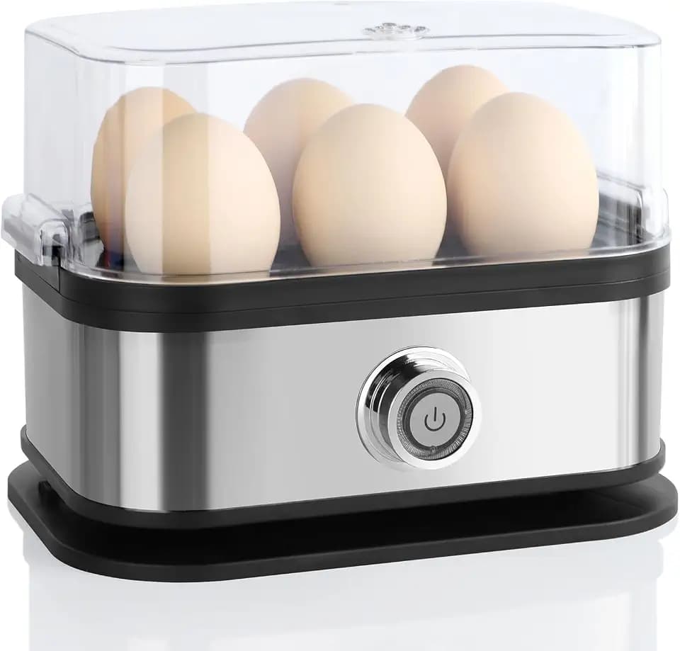 VINATO Eierkocher, bis zu 6 Eier (weich, mittel, hart, pochiert), Familiengröße Egg Cooker, Leicht zu reinigen Egg Boiler