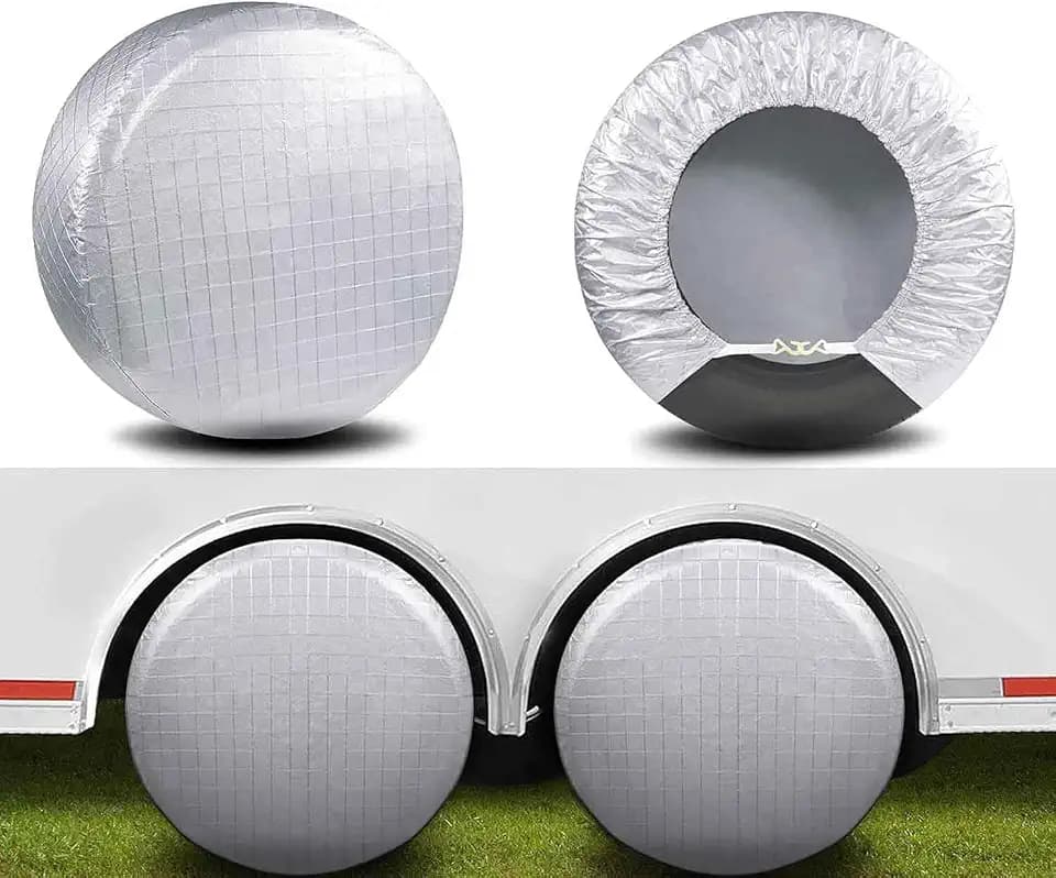 Tire Covers Set of 4, Waterproof Anti-UV Sun Snow Rain Tire Covers for Trailers, RV, Camper, SUV, Truck, Fits 27-29 Inch Tire Diameter