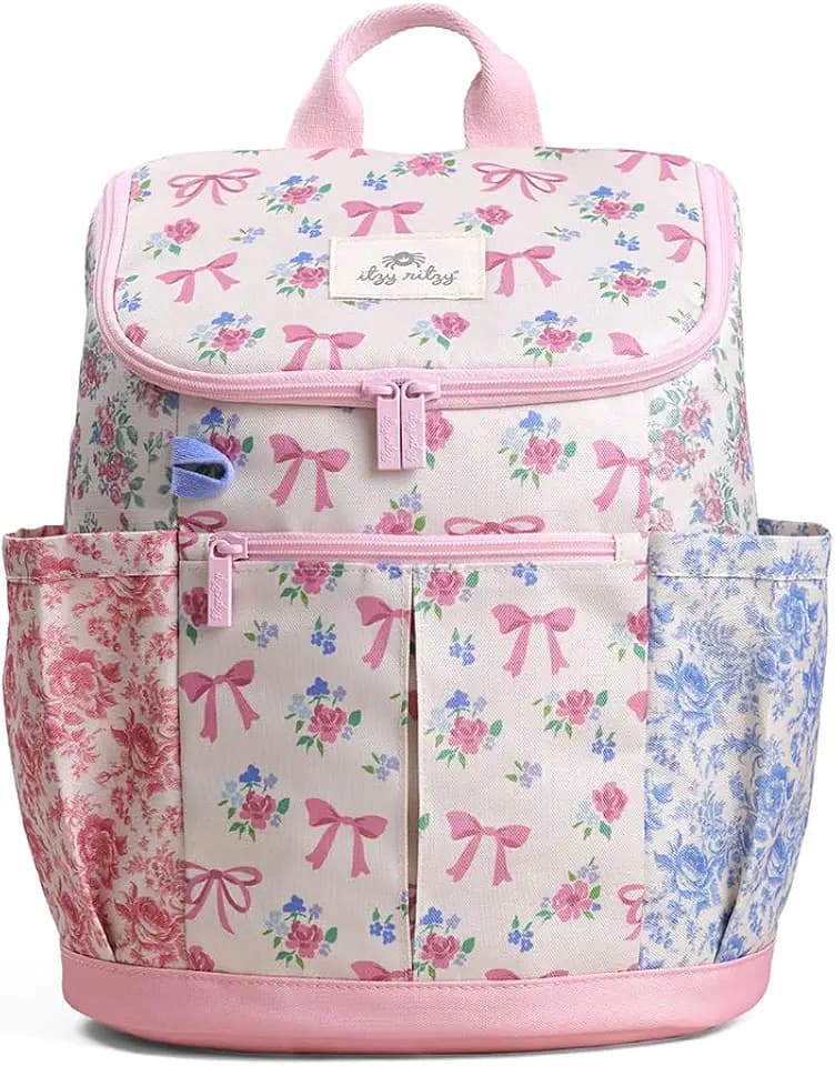 Itzy Ritzy Toddler & Kids Backpack, Lightweight School Bag, Ribbons & Roses