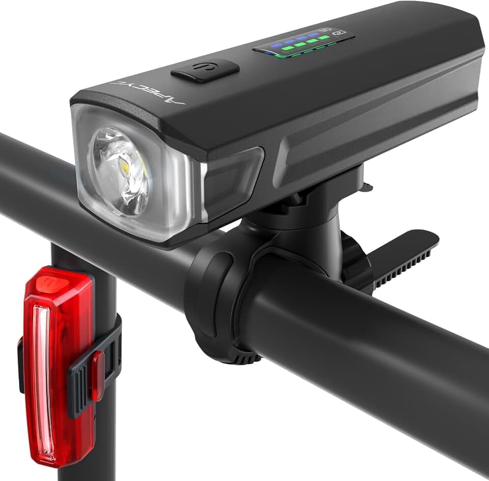 APECYC Bike Lights, Rechargeable Bicycle Light for Night Riding, Bike Front Headlight and Back Taillight with 4+5 Light Modes, Waterproof Bike Light Set for Mountain Road & Commuter Cycling