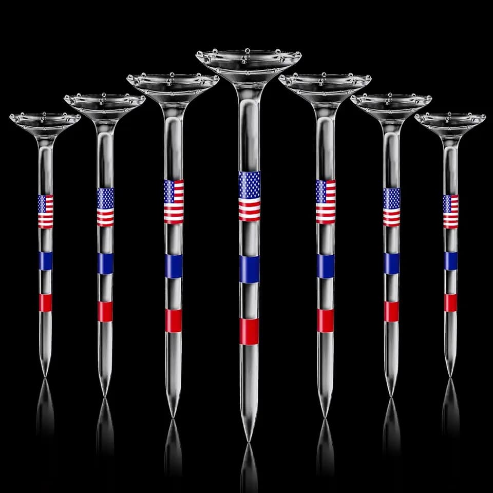 Golf Tees Plastic, Unbreakable Golf Tee 3 1/4" with Big Cup & 8 Prongs, Reduces Friction & Side Spin, Multiple Colors Long Bulk, American USA Flag, Pack of 50/80