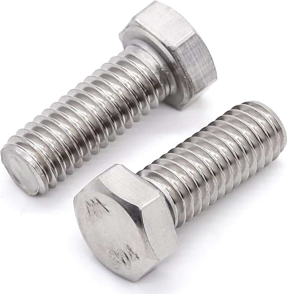 #10-24 x 3/4" (50 pcs) Stainless Steel Hex Head Screws Bolts (3/8" to 6" Available), 18/8 Stainless Steel 304, Fully Threaded, Machine Coarse Thread, No Coating, Plain Finish