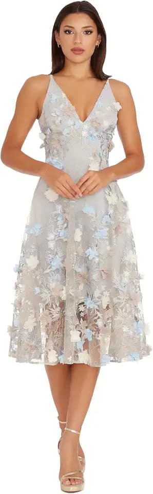 Dress The Population Women's Audrey Fit and Flare Midi Dress
