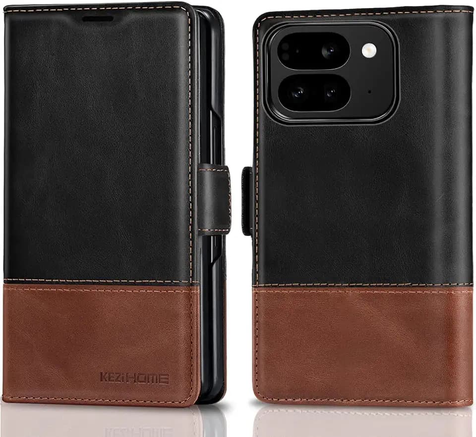 KEZiHOME Genuine Leather Wallet Case for Google Pixel 10 Pro Fold