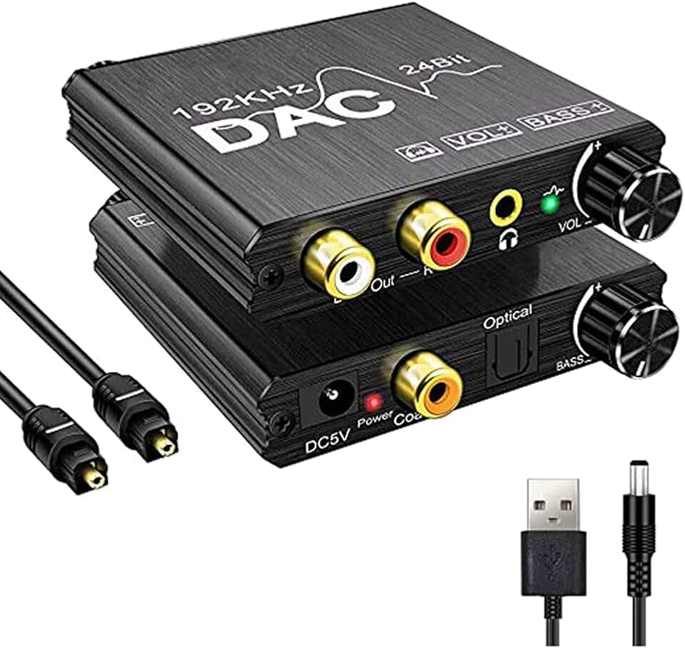 192Khz Digital zu Analog Audio Konverter mit - und Lautstärke Anpassung,Digital Spdif/Optisch/Koaxial zu Analog Stereo