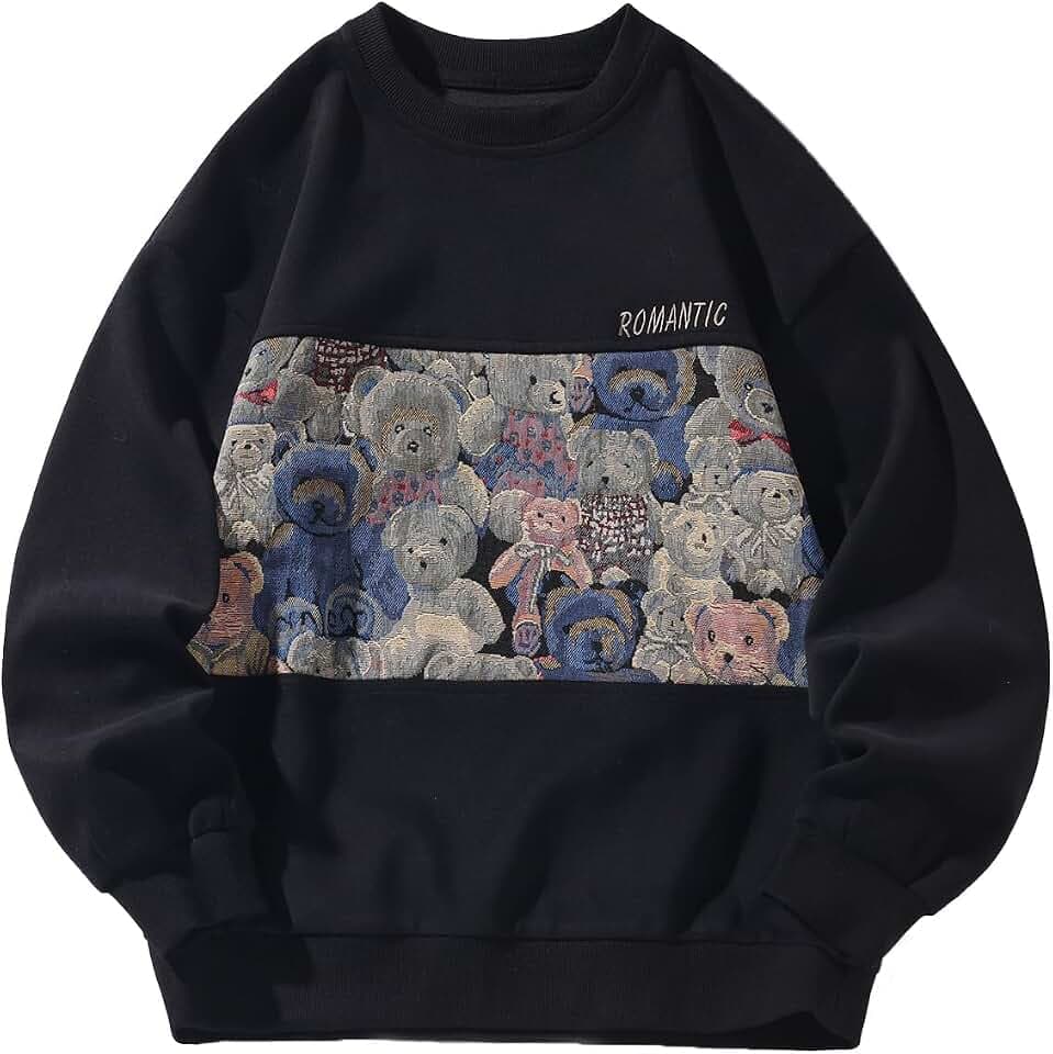 Herren-Sweatshirt mit Rundhalsausschnitt, bestickte Grafik-Sweatshirts, langärmelig