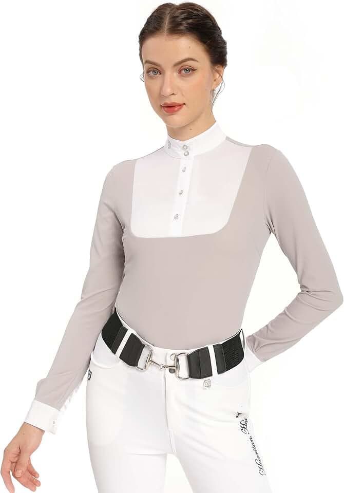 Harrison Howard Damen Reittop Langarm Reittop Show Shirt Patchwork Design