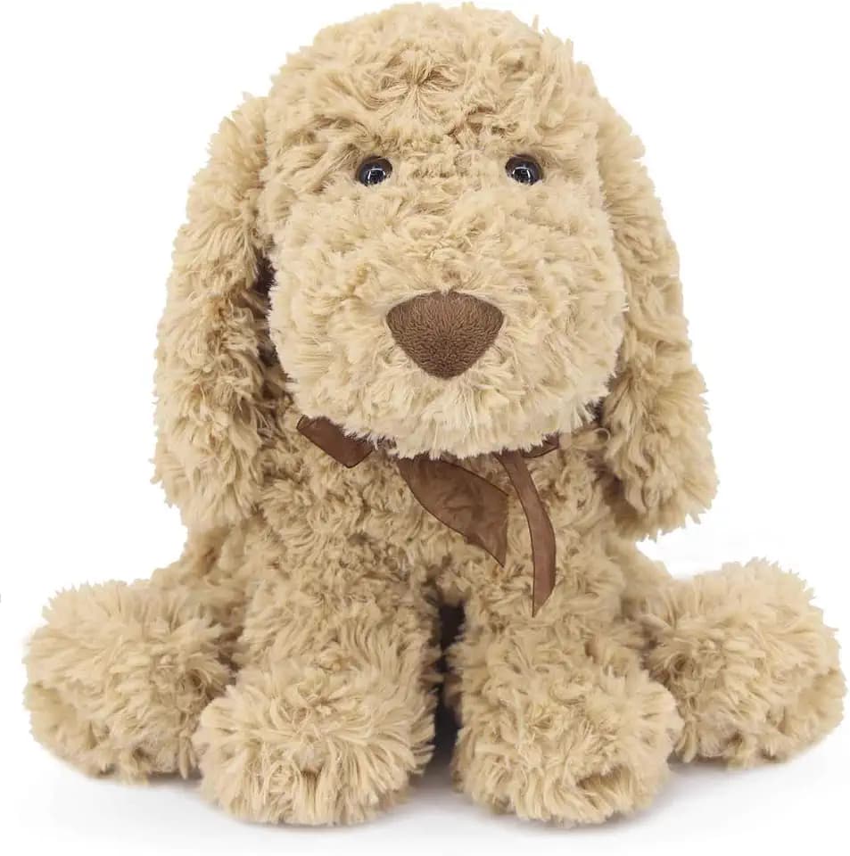 WEIGEDU Poodle Puppy Goldendoodle Stuffed Animal, Golden, 11.8 inch