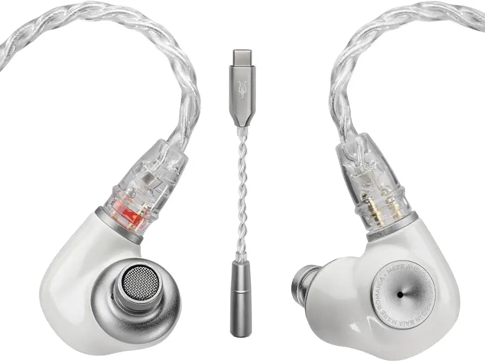 MEZE AUDIO ALBA | Wired Earbuds in-Ear Monitor Headphones for Audiophiles | USB-C Adapter Included | Smartphone Compatible | Noise Isolating | Ergonomic Metal Chassis