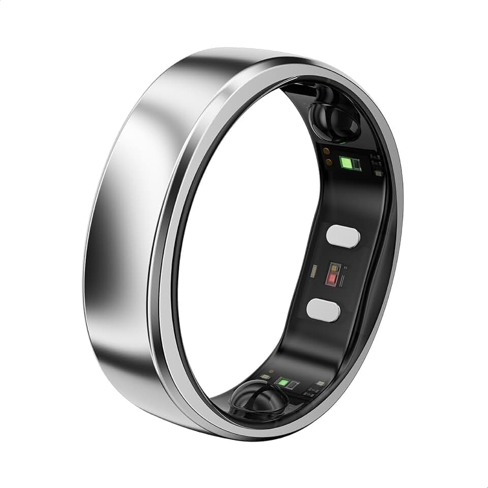RingConn Gen 2 Air, Ultra-schmaler AI-Smart Ring, 10-Tage Akkulaufzeit, Schlaf/Stress/HR-Tracker, Smartringe für Herren & Männer, IP68 wasserdichtes, kompatibel mit iOS & Android (Galaxie Silber, 14)