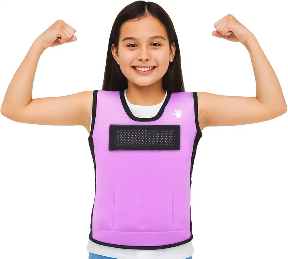 Weighted Sensory Compression Vest for Kids – Adjustable Calming Vest with Removable Weights – Purple