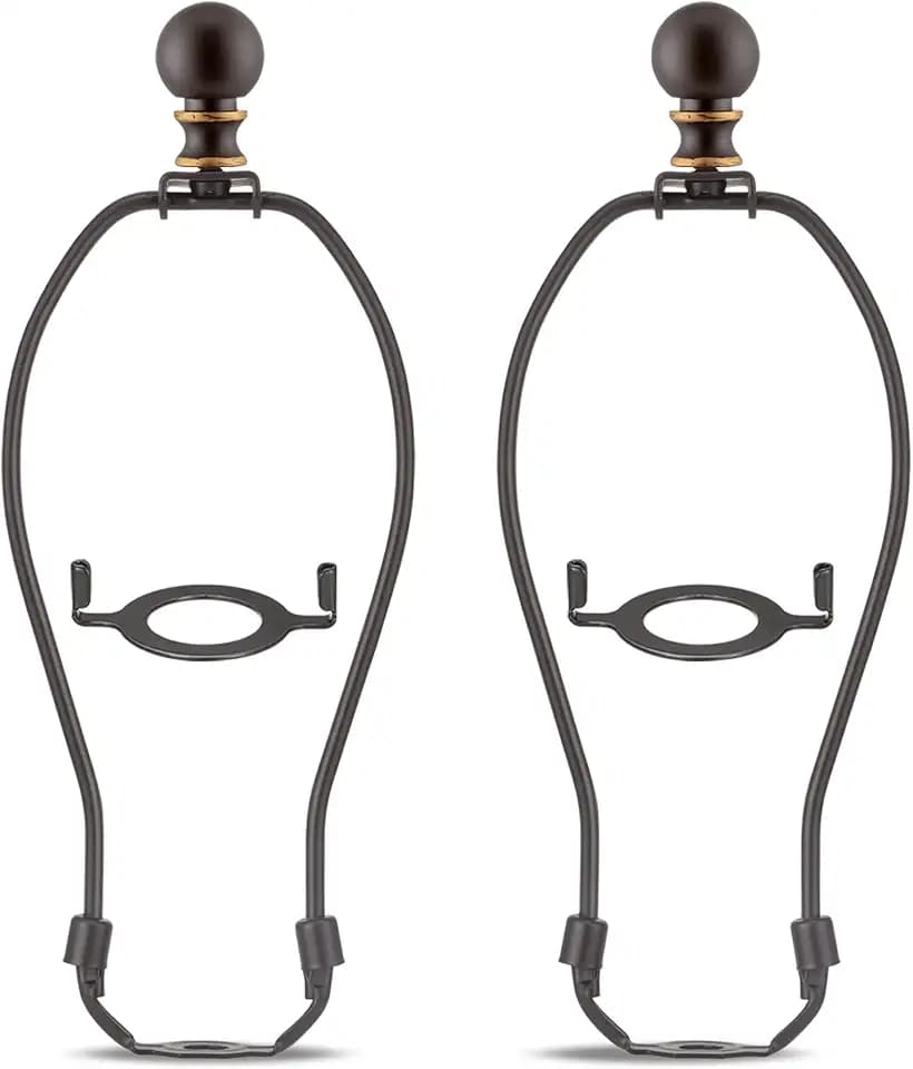 Bronze Uno Lamp Finial Set - 8 Inch, 2 Lamp Shade Holders, Standard Saddle Adapter, Fitter for Table & Floor Lamps
