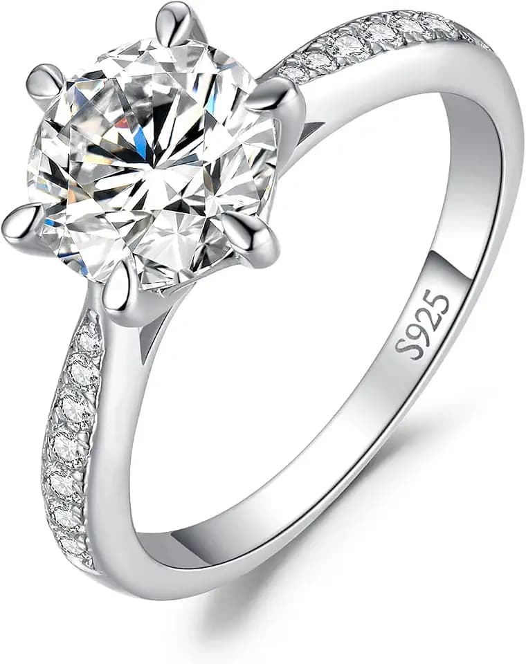 JewelryPalace Klassisch 1ct 1.5ct 2ct 3ct Rundschliff Zirkonia Solitär Promise Ring Damen, Verlobungsring Damenring Silber 925 mit Stein Frauen, Simulierte Diamant Jubiläum Eheringe Silberringe