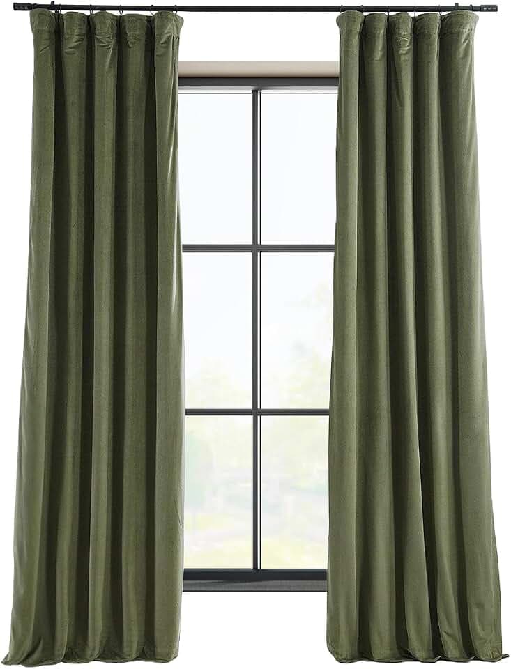 HPD Half Price Drapes Signature Velvet Thermo-Verdunkelungsvorhänge für Wohnzimmer, 274 cm lang, 1 Panel, isolierte Verdunkelungsvorhänge für Schlafzimmer, Fenstervorhänge, 127 x 274 cm, Jägergrün