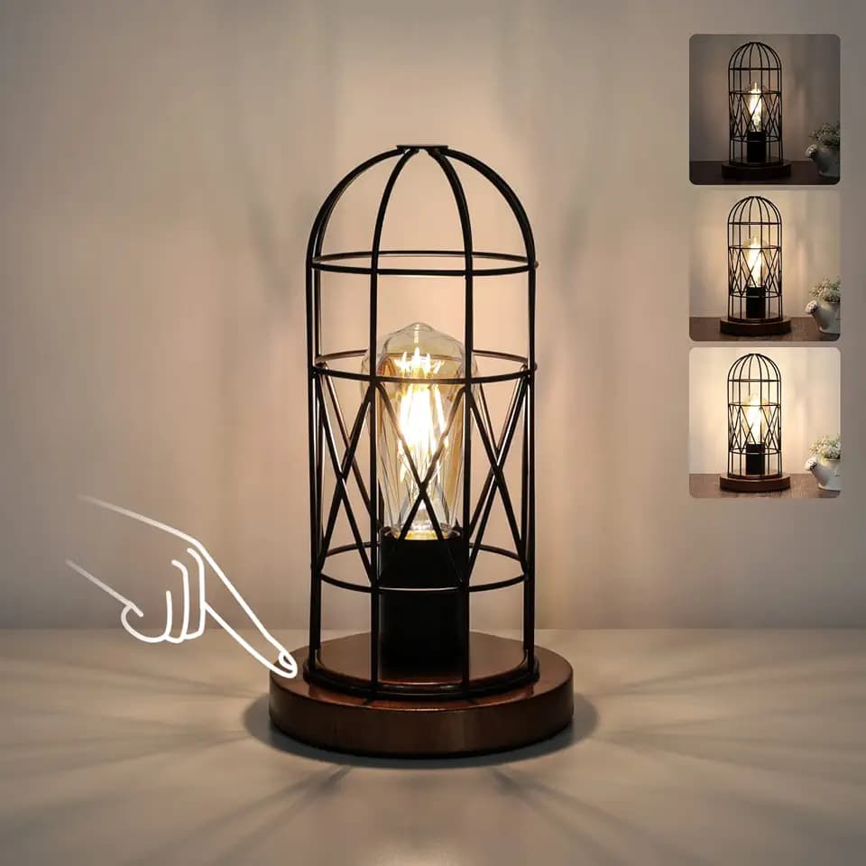 Touch Control Table Lamp, 3 Way Dimmable Lamp, Industrial Bedside Lamp