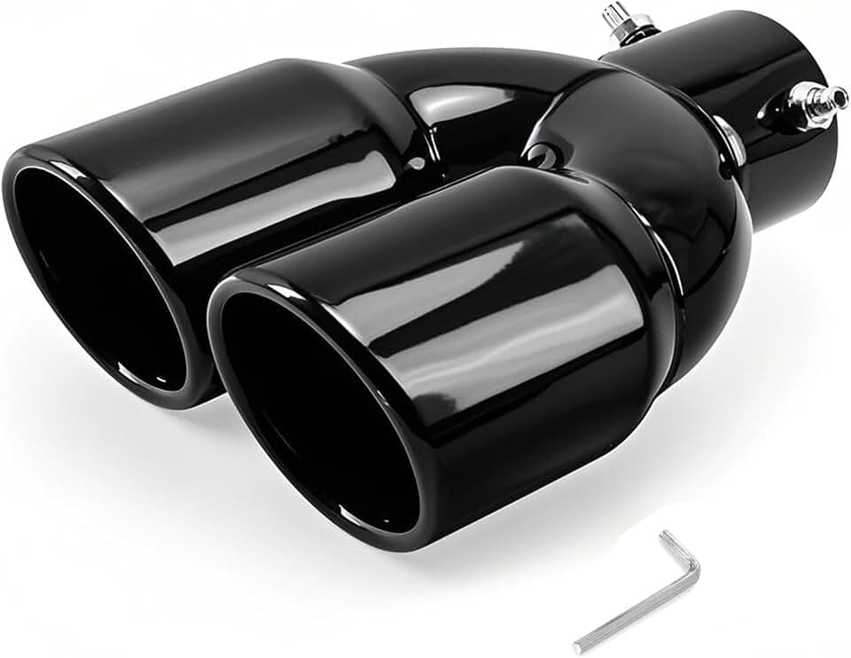 Dual Exhaust Tips with 2.5 inch Inlet 3 inch Outlet, Straight Stainless Steel Exhaust y Pipe for Car Tailpipe Tip- Black