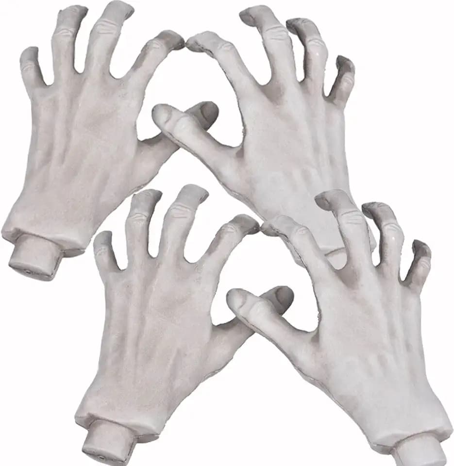 Halloween Skeleton Hands - Realistic Life Size Severed Fake Plastic Hands for Halloween Props Decoration, (2Pairs)
