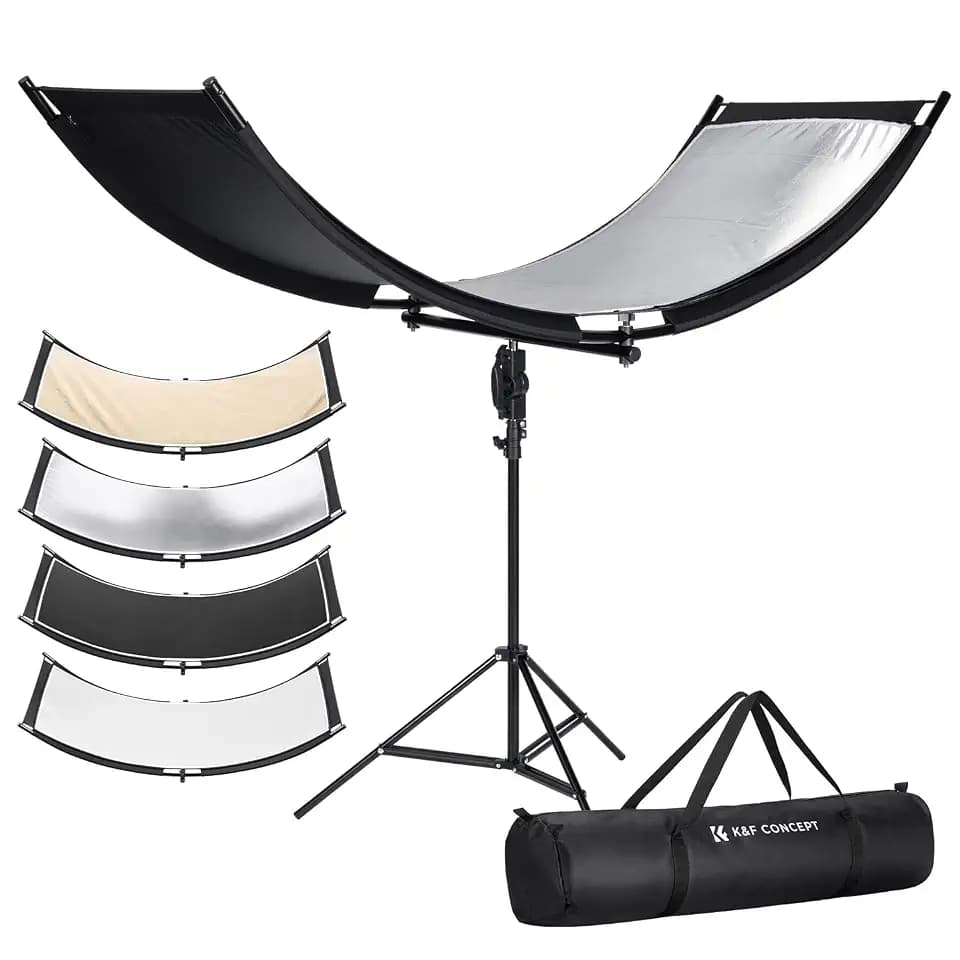 K&F CONCEPT U-Shape Reflector, 180x60cm, with 1.9m Stand, 4-in-1 Reflector