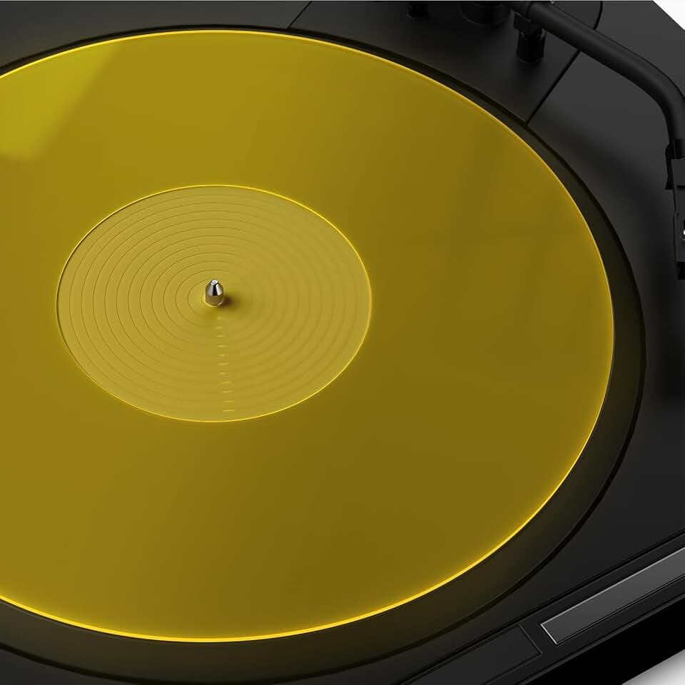 Plattenspieler-Matte, Schallplatten-Slipmat, Acryl-Plattenspieler-Platte, Vinyl-Rutschmatten (Gelb)