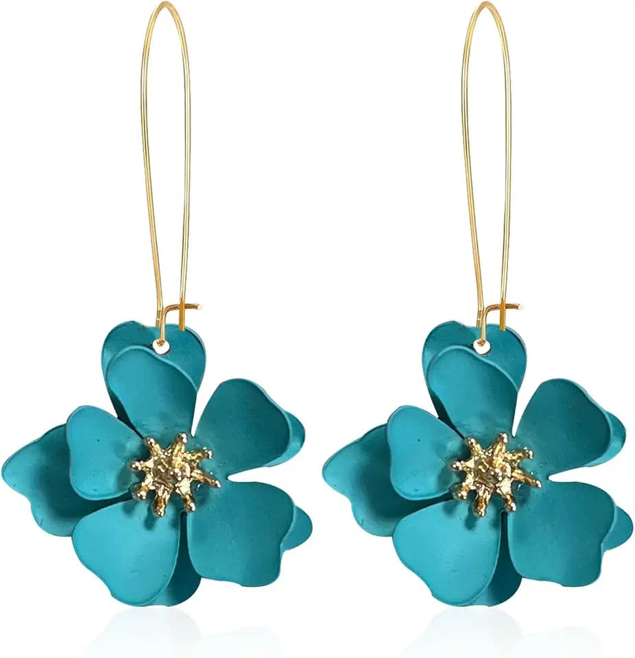 Bohemian Daisy Flower Matte Floral Long Petal Drop Dangle Earrings Layered Tiered for Women Chic Boho Wedding Jewelry