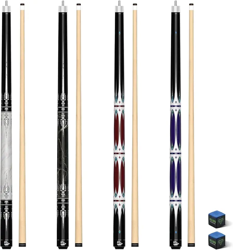 Pool Cues Set of 4 for Adults, Wrapless
