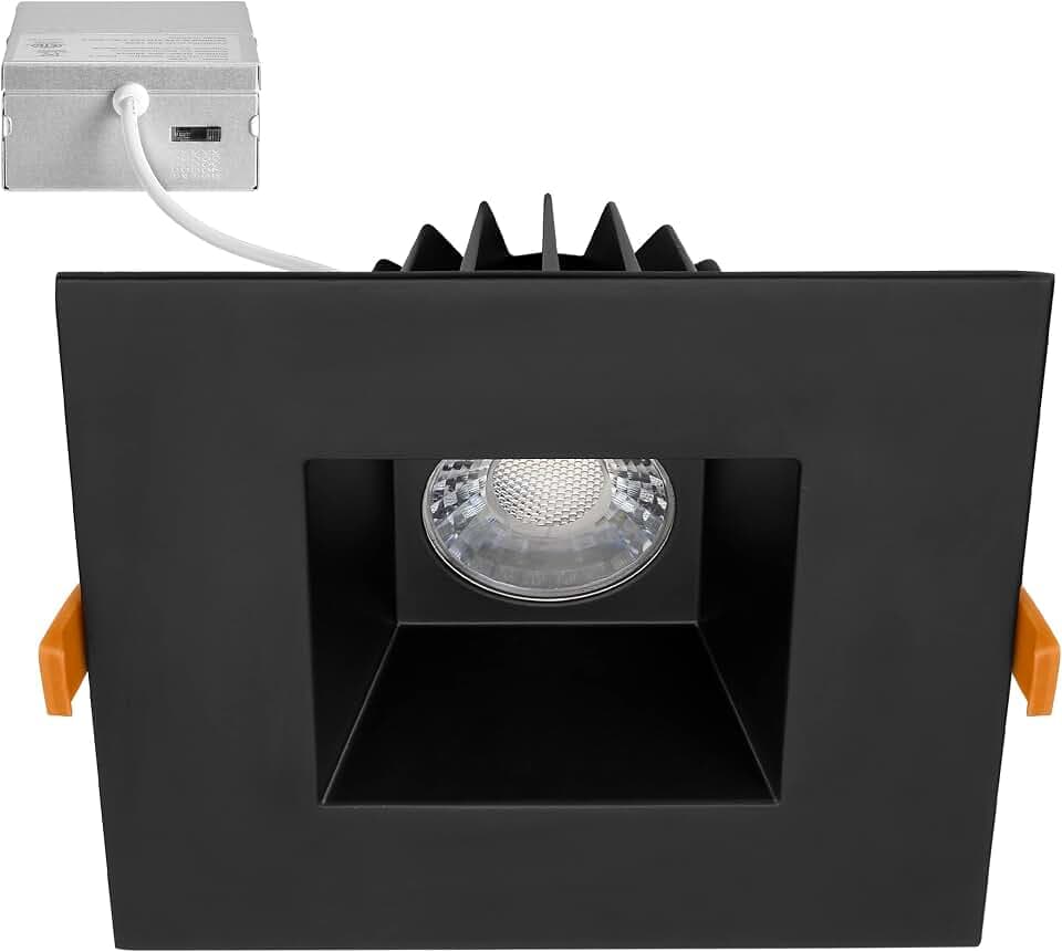 Maxxima 6" Anti-Glare LED Square Downlight, 1200 Lumens, 5 CCT, Black