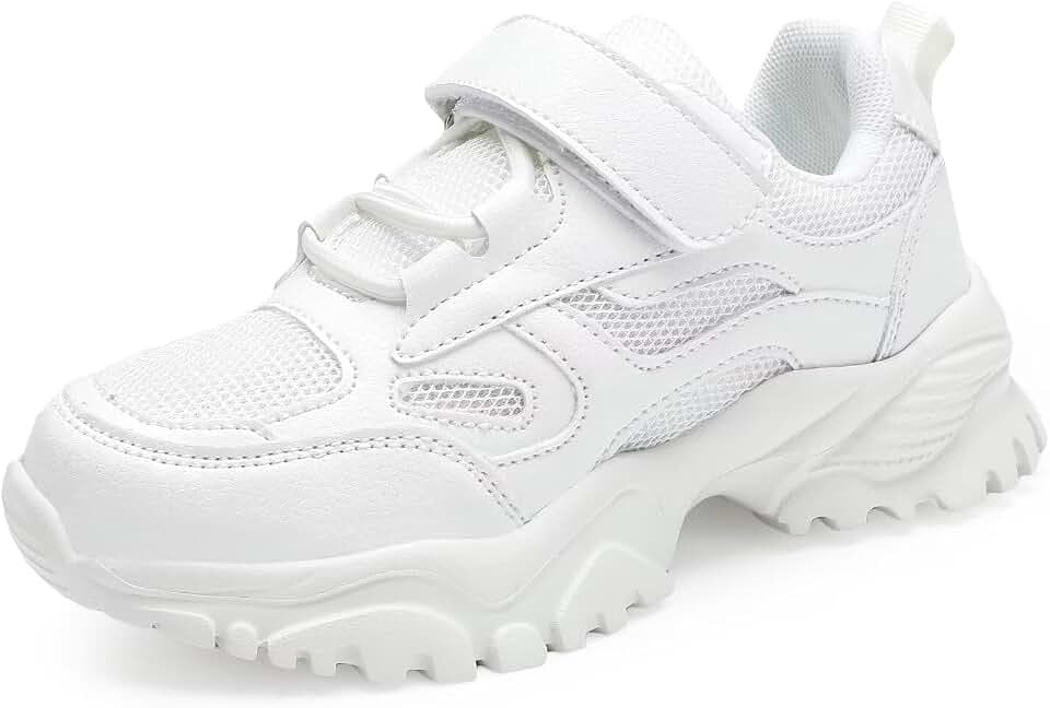 YAVY Unisex-Child Sneakers Boys Girls Running Leather Sneakers Breathable Mesh Athletic Shoes Lightweight Kids Walking Shoes