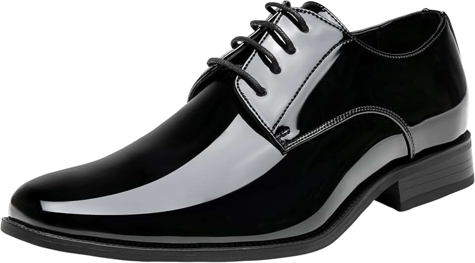 Jousen Tuxedo Shoes for Men Faux Patent Leather Oxford Dress Shoe