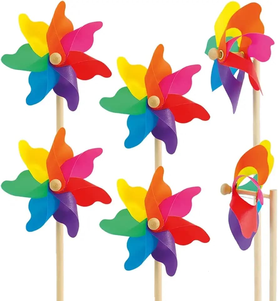 CIM Windspiel - Moulin 14 [6er Bundle] - Rainbow - Windrad: Ø14cm, Standhöhe: 32cm - attraktive Gartendeko