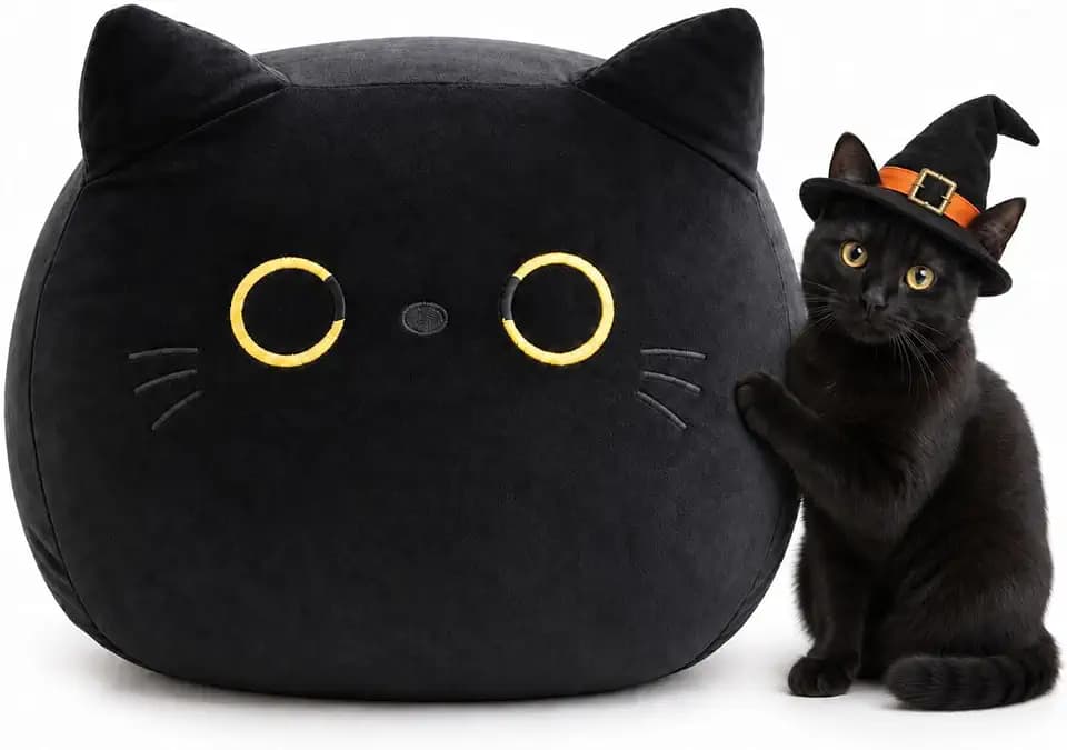 29" Jumbo Black Cat Plush Kitty Pillow - Giant Stuffed Animal, XXL Plushie