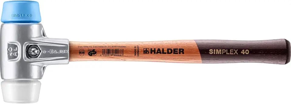 SIMPLEX-Schonhammer, TPE-soft/Superplastik; mit Aluminiumgehäuse und hochwertigem Holzstiel | D=40 mm | 3117.040