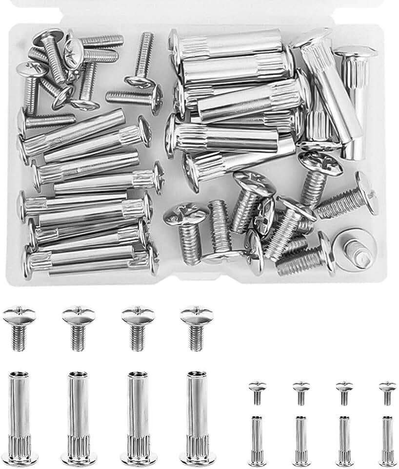 20 Stück Möbelschrauben M4 M6 Set Verbindungsschrauben für Möbel M4 * 31-40 mm, M6 * 31-40 mm Hülsenschrauben Möbelverbindungsschrauben zum Verbinden von Holzplatten, Schränken, Möbelregalen