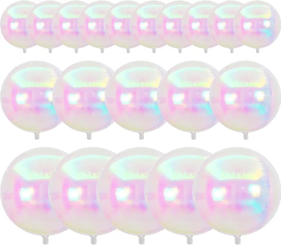 PartyWoo Iridescent Foil Balloons 20pcs Large Round Giant Jumbo 4D Balloons