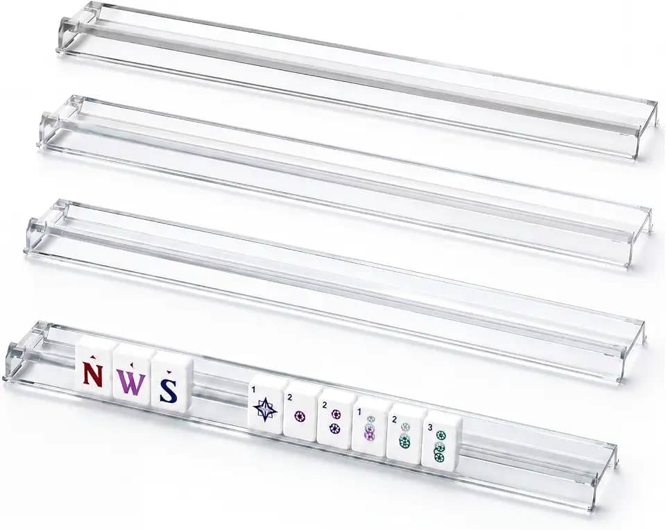 Novabright 16'' 4 Pcs Travel Mahjong Tile Racks Plastic Holders, Clear