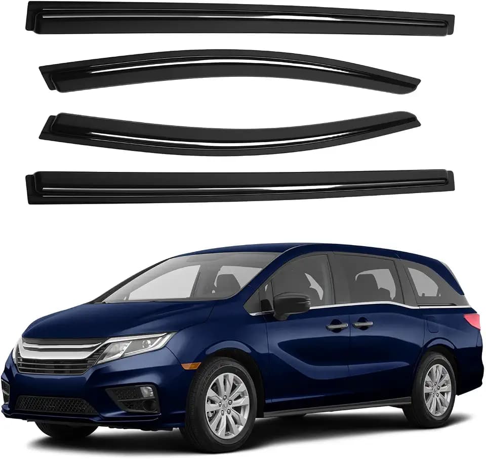 Canvcle Odyssey Rain Guards - Window Visors for Honda Odyssey 2018-2025 2026, Outside-Mount Tape-On Side Window Wind Deflectors for Odyssey Accessories, Vent Visors Shades Rainproof Black 4PCS