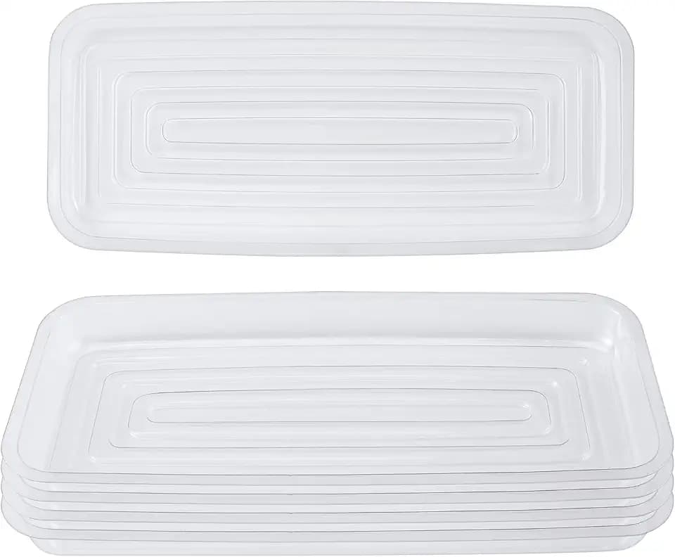 Idyllize Rectangular 5 Pieces of 11.5 by 5 Inch Clear Thick Plastic Heavy Duty Sturdy Plant Saucer Drip Trays for pots, Window Sills and Window Shelf (11.5"x5")