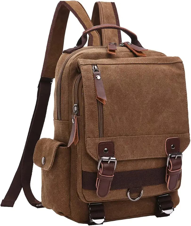 Segeltuch Multifunktions Sling Rucksack Vintage Canvas Pack Bag Fahrradrucksäcke Schulterrucksack Umhängetasche Daypack Cross für Outdoor Sport Radfahren Wandern