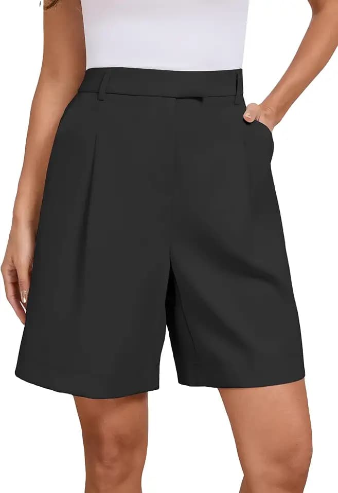 Famulily Damen Sommer Lange Shorts Lässig Weites Bein Heiße Hose Elastische Taille Anzug Shorts mit Taschen S-XXL