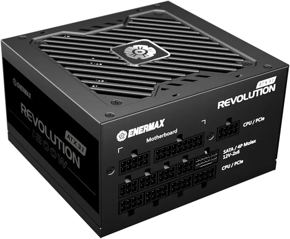ENERMAX Revolution ATX 3.1 1200 Watt | Fully Modular ATX 3.1 PC Power Supply | PCIe 5.1 |80 Plus Gold | Semi-Fanless 120mm Fan | 105°C Japan Capacitor | ERS1200EWT-V2