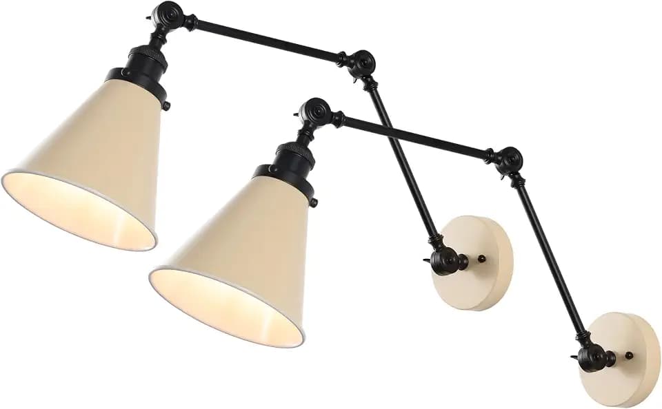 JONATHAN Y Rover 1-Light Wall Sconce 7", Almond/Black, Set of 2