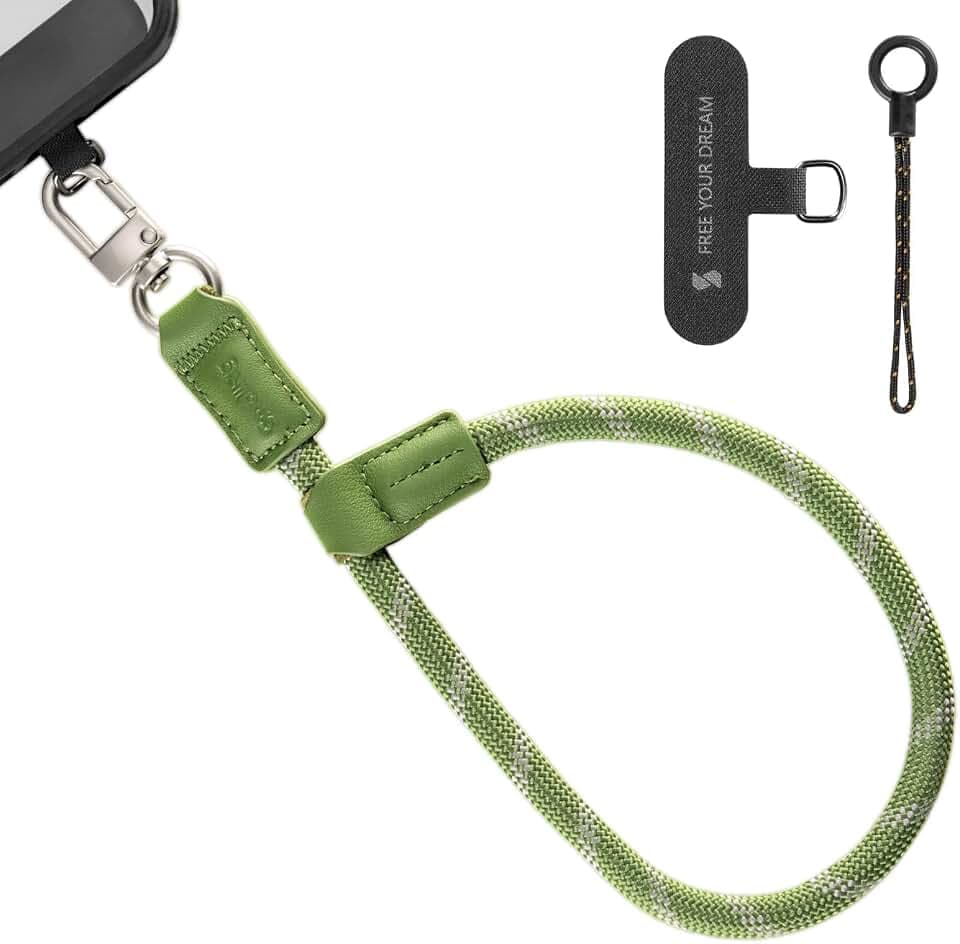 SMALLRIG Handyband,Verstellbare Handyband 38 cm, Leder- und Nylon-Handschlaufe für Smartphones mit integriertem Haken für Schlüssel und Zubehör, für iPhone, für Samsung