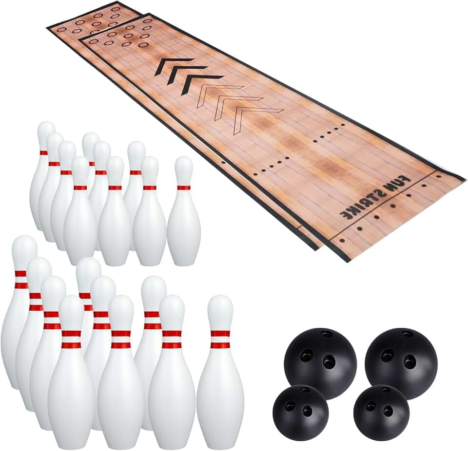 Mini Bowling Set with Lane Full Bowling Pins and Ball Set for Home Family Friends Indoor and Outdoor