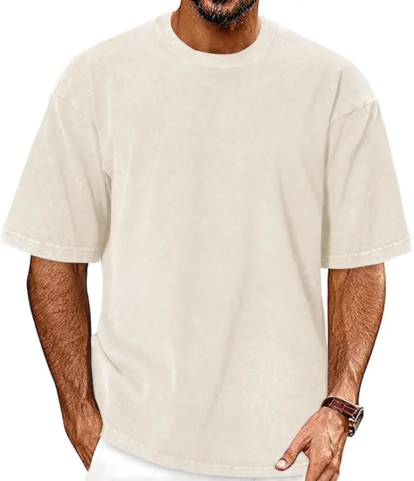 Oversized Tshirts for Men Short Sleeve Vintage Washed Basic Loose Tees